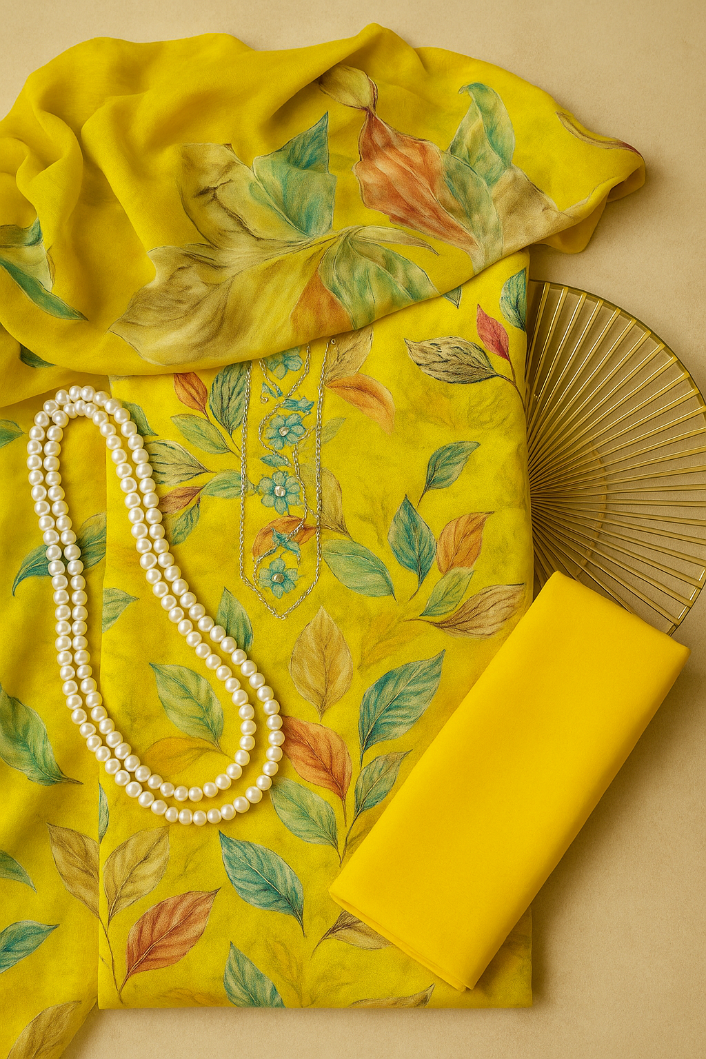 Dress Materials, Suvarnam-2- Yellow