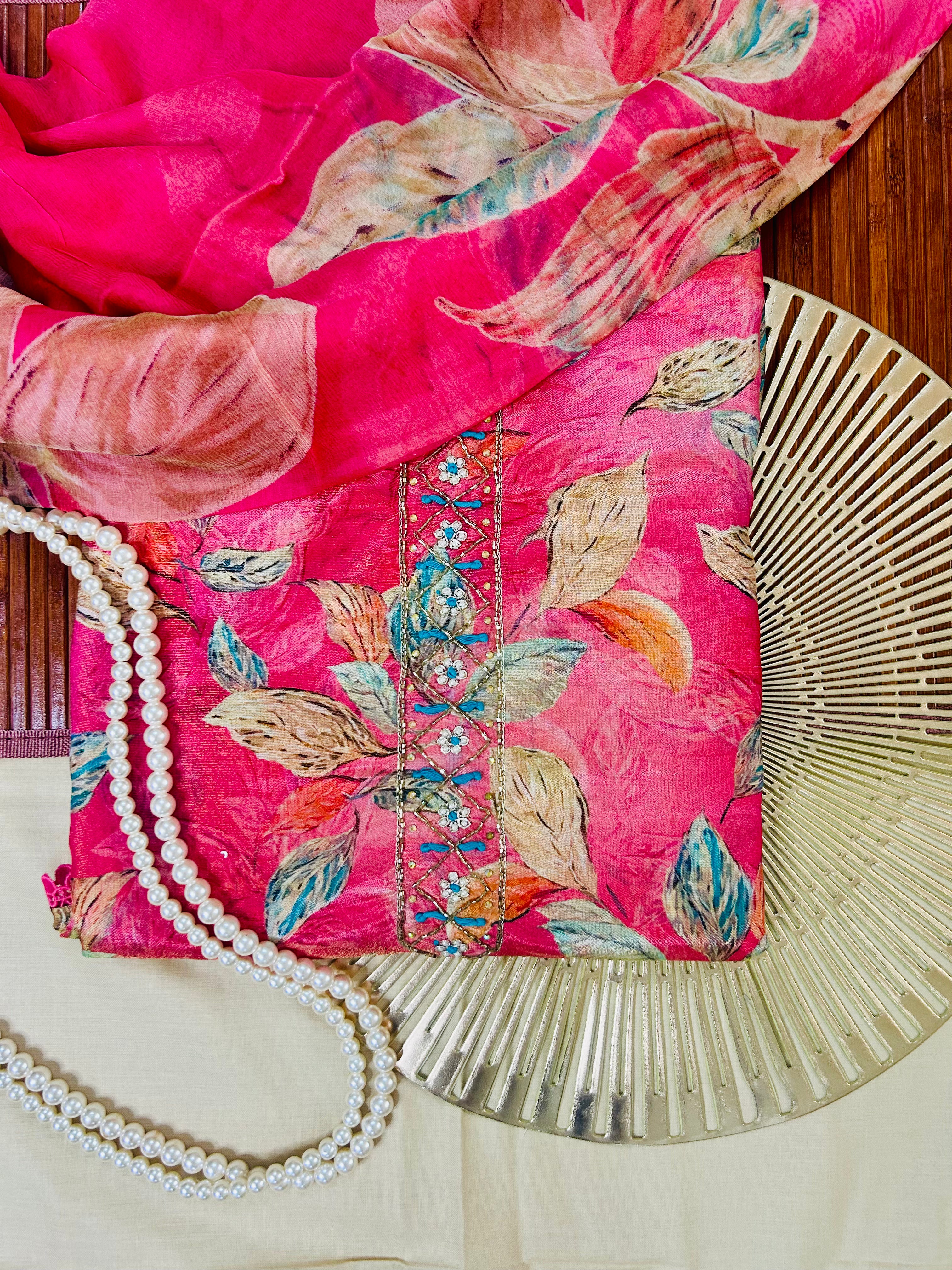 Dress Materials, Suvarnam-2- Pink